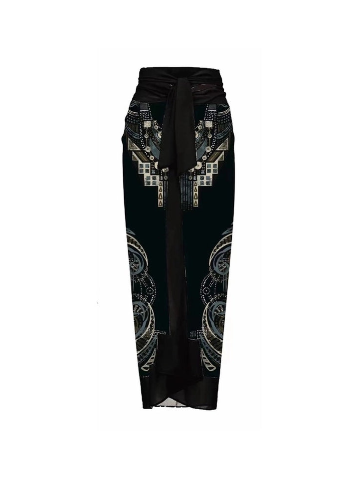 Floral Print One-Piece with 3D Black Flower