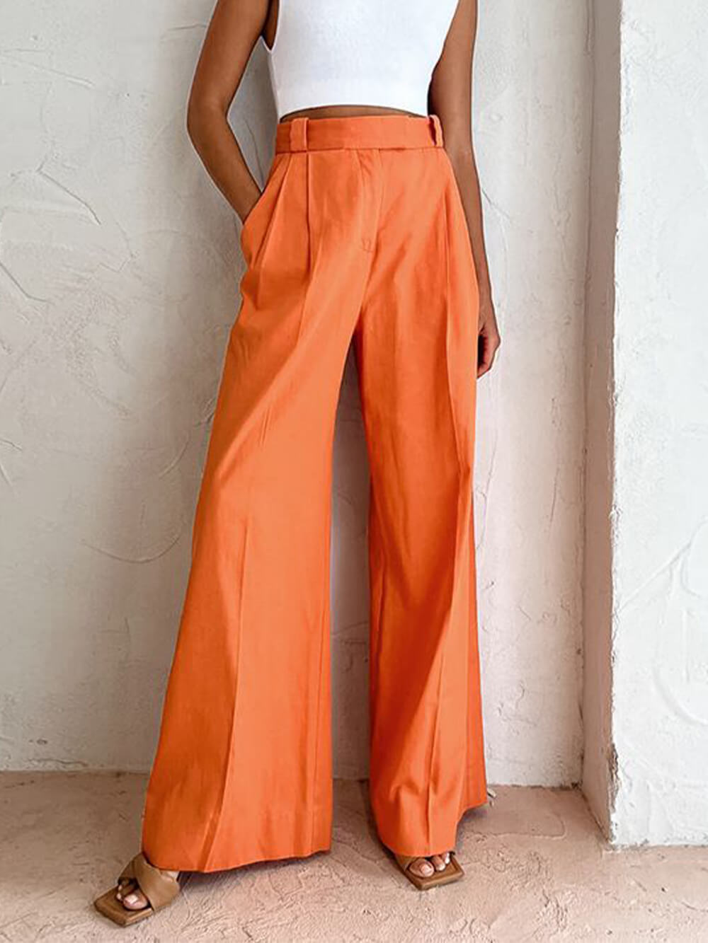 Mataas na Baywang Malapad na Pantalon na Maluwag