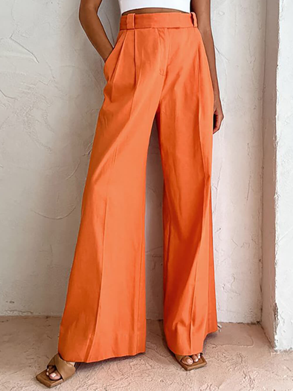 Mataas na Baywang Malapad na Pantalon na Maluwag