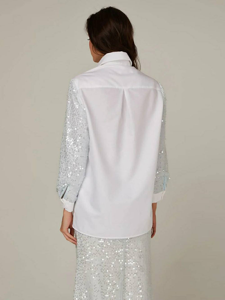 Sequin Sleeve Cotton Shirt at Skirt