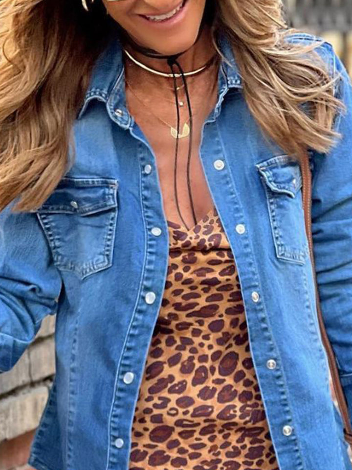 Lässige Jeansjacke mit Revers
