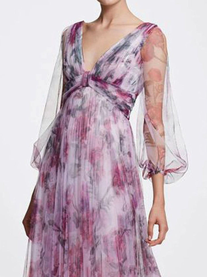 Maxi-jurk van chiffon met print