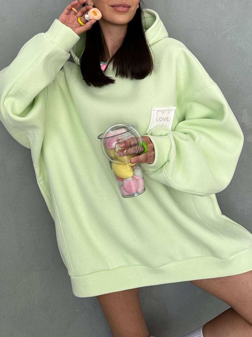 Lockeres, einfarbiges Sweatshirt