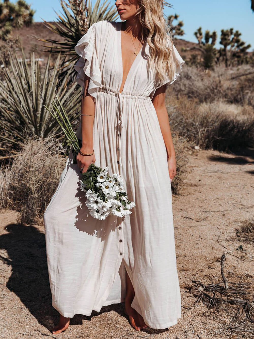 cotton linen boho dress Women's Long Dress Maxi Dress Faux Cotton Linen Boho Dress Shift Dress Cotton Linen Dresses Fashion Outdoor Party Holiday Regular Fit Flower Short Sleeve V Neck Blue Black Purple Brown Summer 2026 -