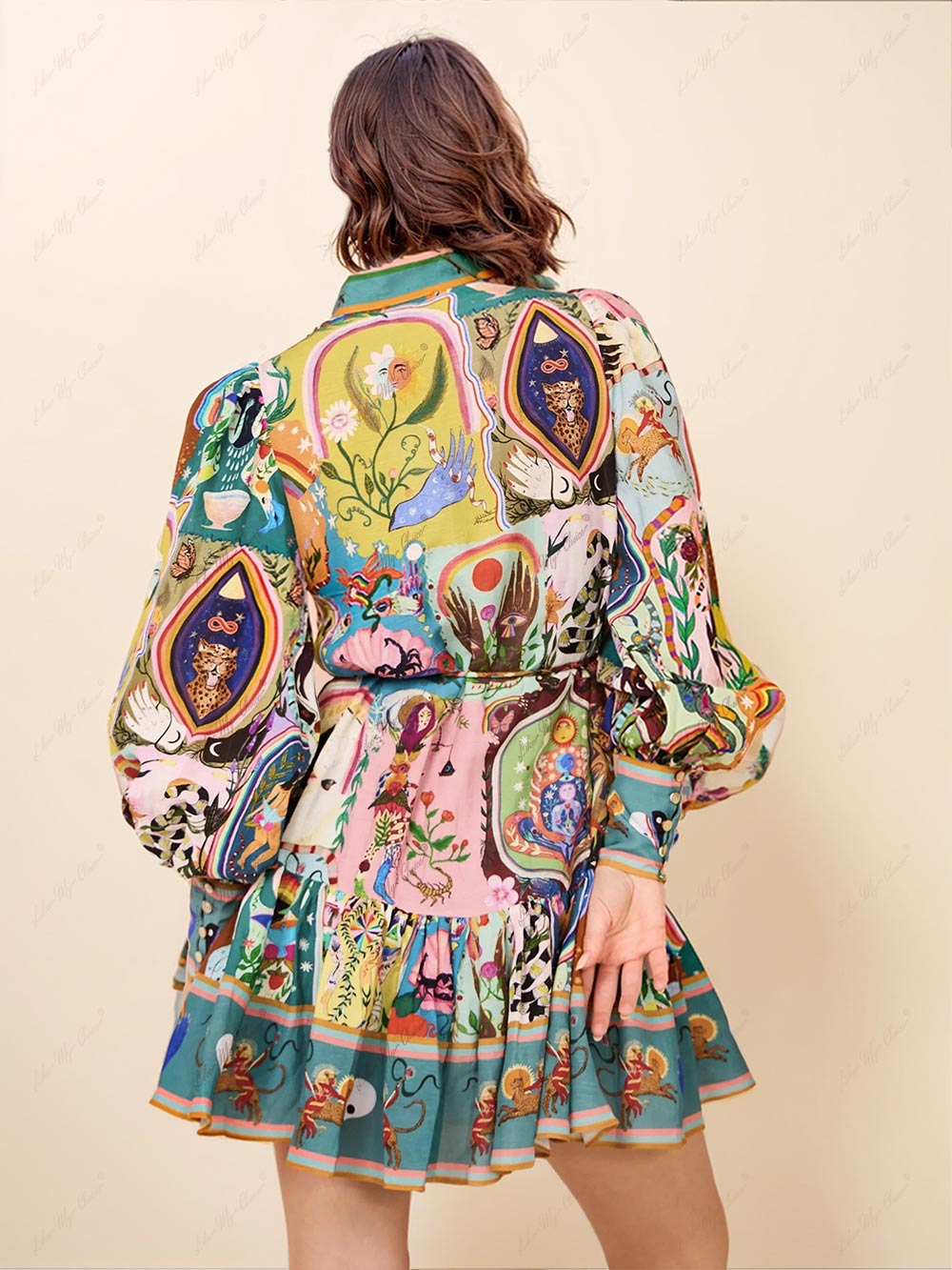 Mini-robe décontractée à imprimé graffiti Evergreen