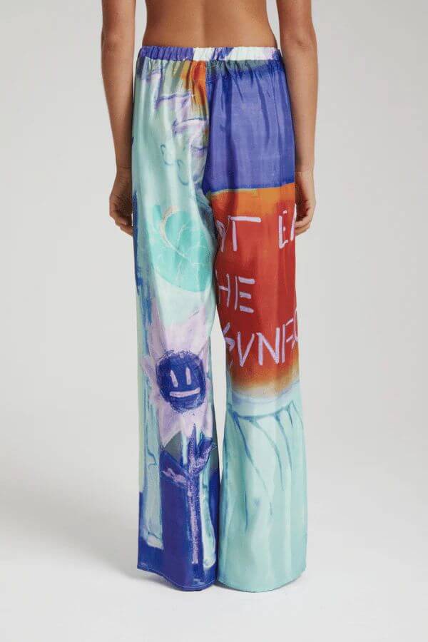 Natatanging Ink Floral Print Loose Wide-Leg Pants