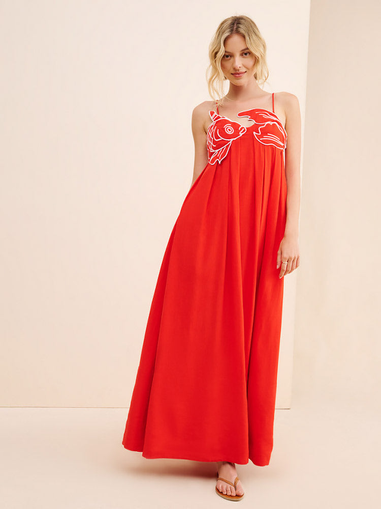 red fish top dress Red Fish Top Maxi Dress