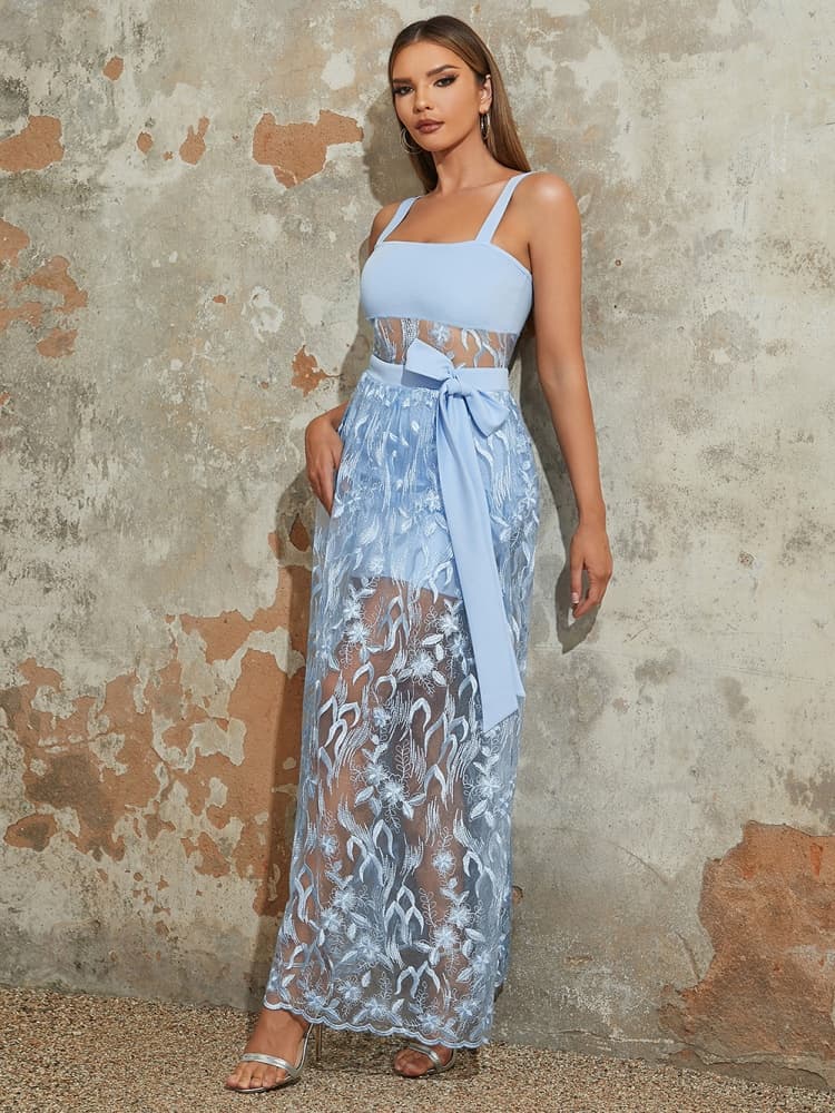 Krajkový šněrovací páskový bodycon šaty