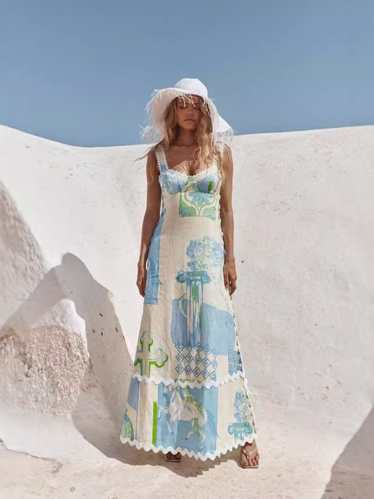 Linen Backless Maxi Dress Boiilife Linen Backless Maxi Dress Boiilife