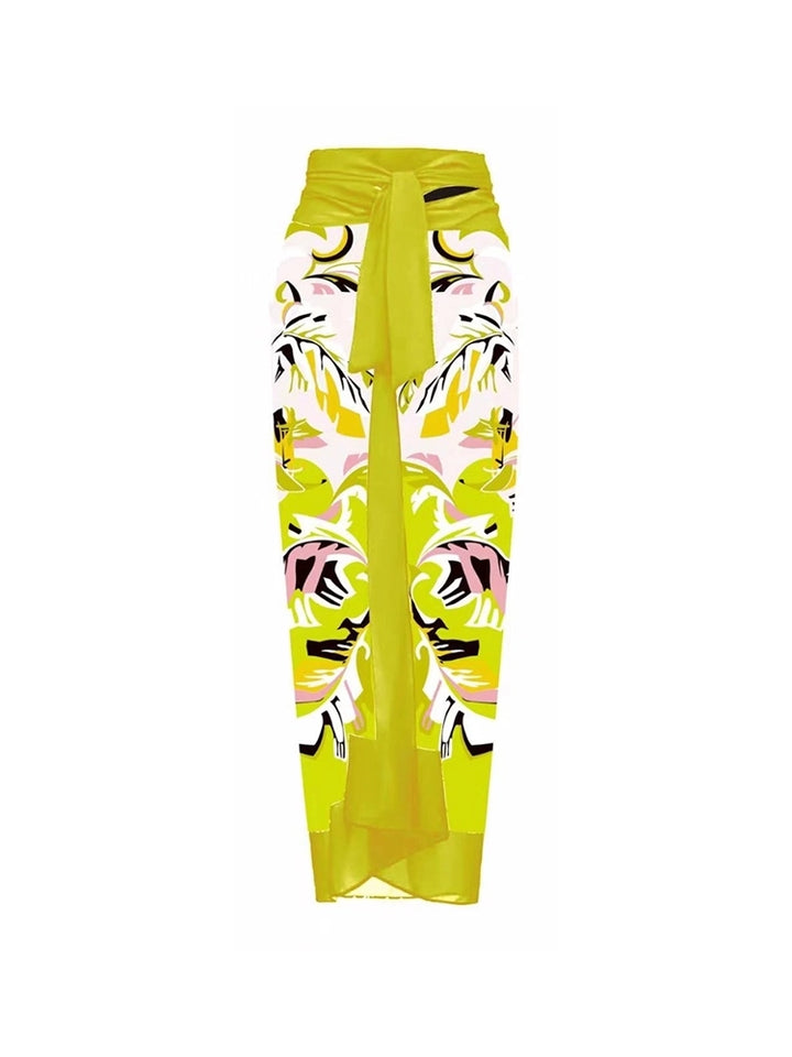 Floral Print One-Piece with 3D Yellow Flower