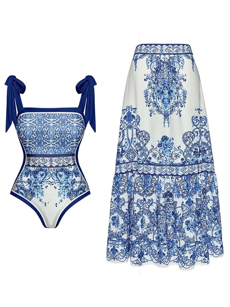 Boho Print One Piece Swimsuit