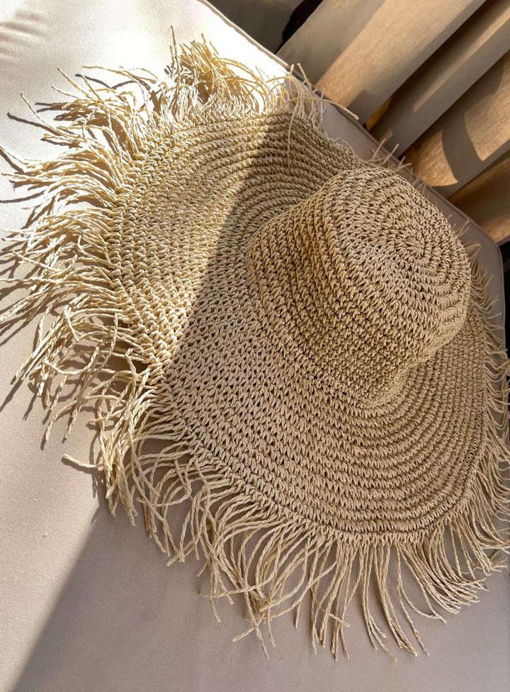 Pinagtagpi na Straw Fisherman Hat