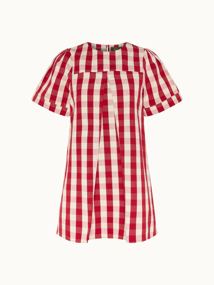 Vestido mini plisado de cuadros gingham