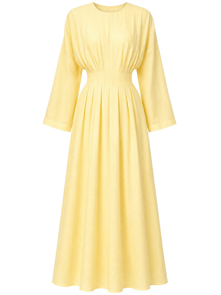 Linen Batwing Maxi Dress With Belt