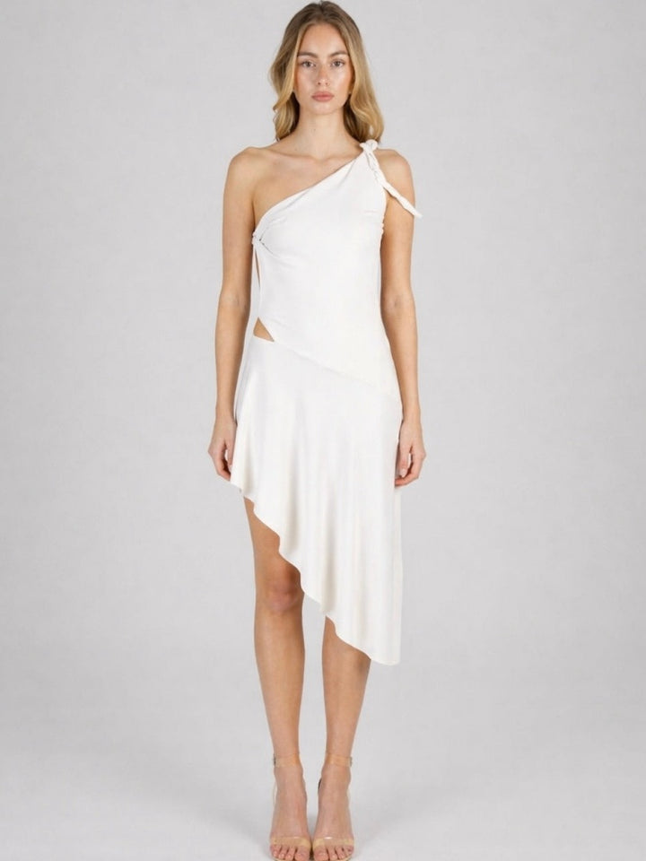 One-Shoulder Asymmetric Cutout Mid