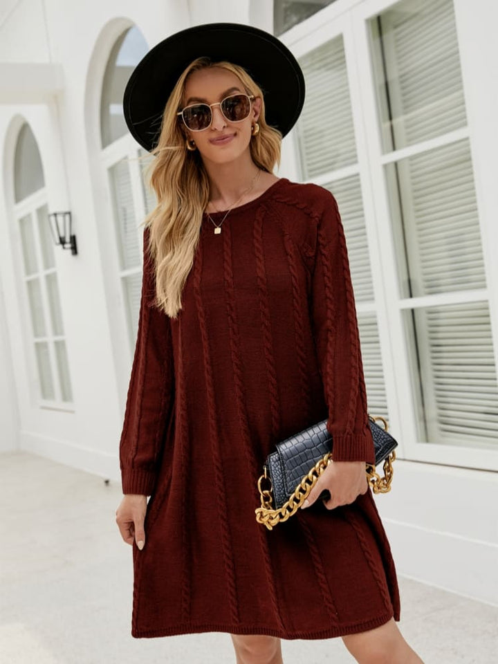 Sopistikadong Solid Color A-Line Knit Dress