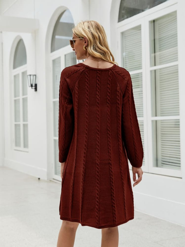 Stylish Solid Color A-Line Knit Dress