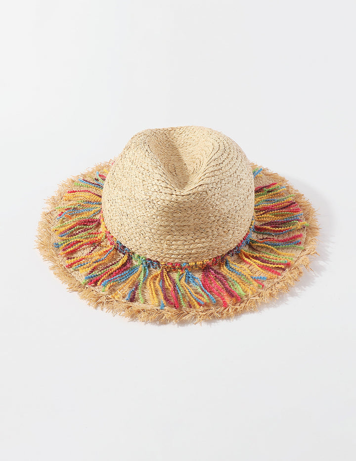 Makukulay na Cotton Rope Tassel Straw Hat