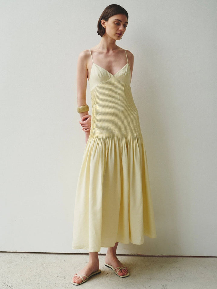 Pleated Bodice Midi Dress