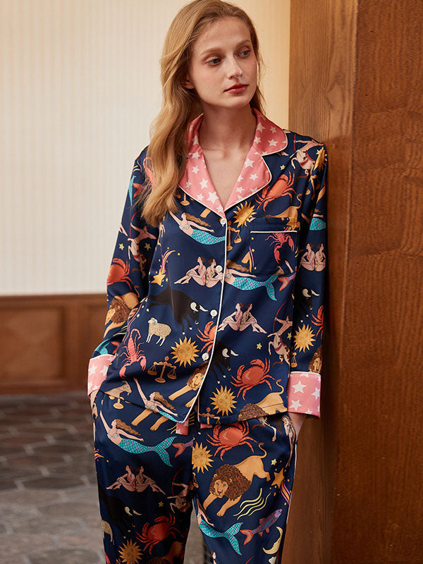 Blue Constellation Long Sleeve Pajama Set