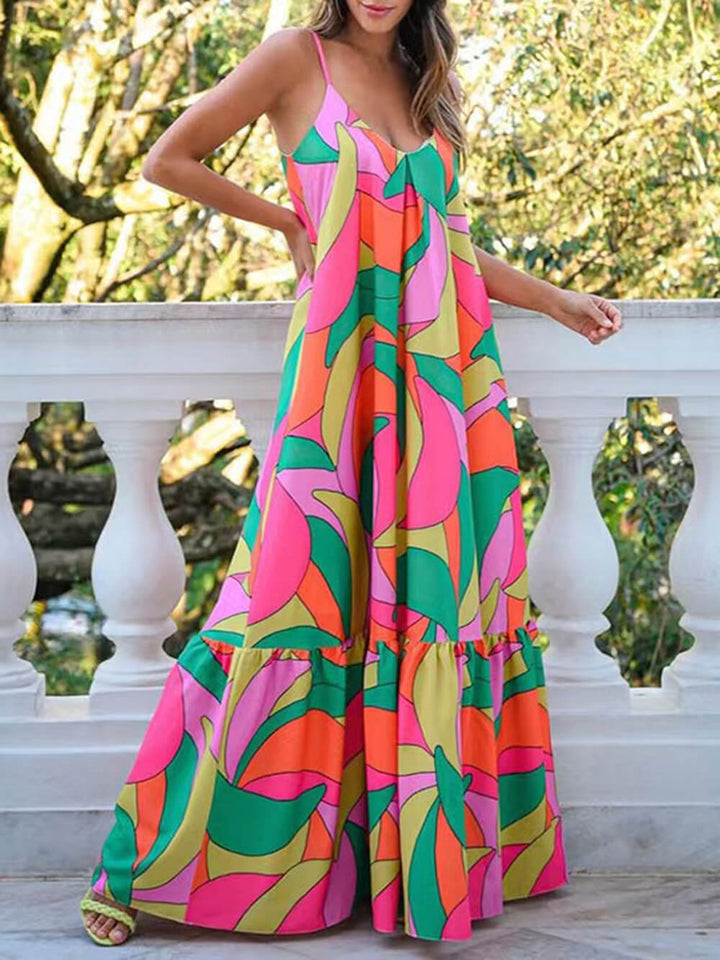 Letnie francuskie sukienki z głębokim dekoltem w kształcie litery V i odkrytymi plecami, z nadrukiem typu halter