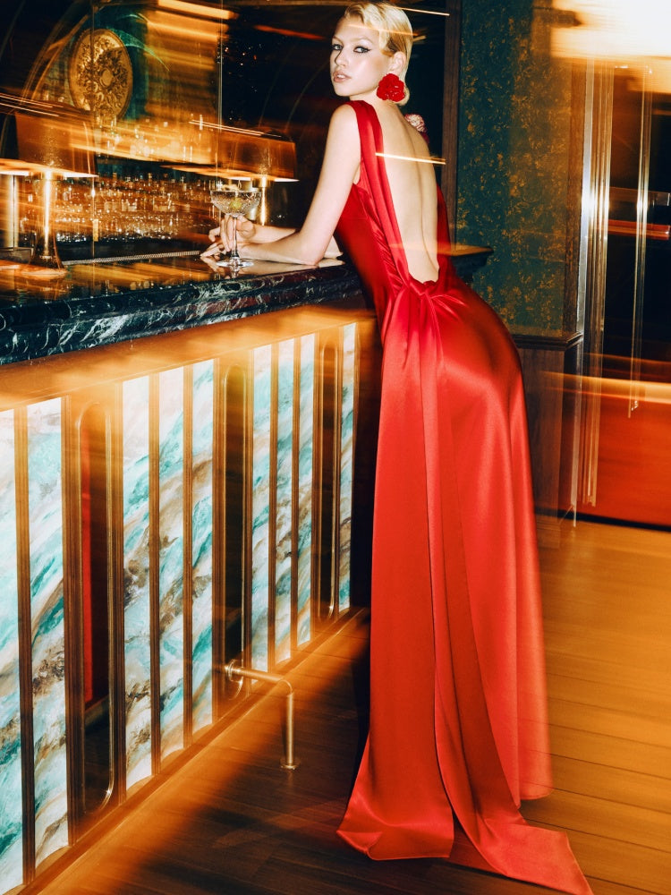 Tied & Drawn – Satin Gown