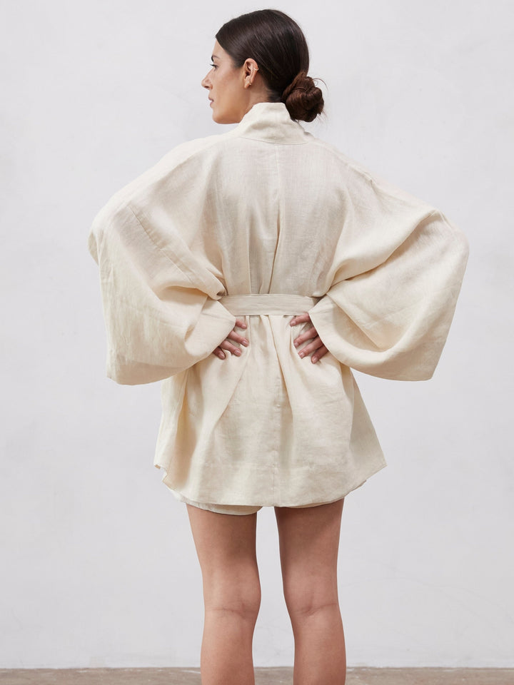 Oversized Linen Tie-Front Top