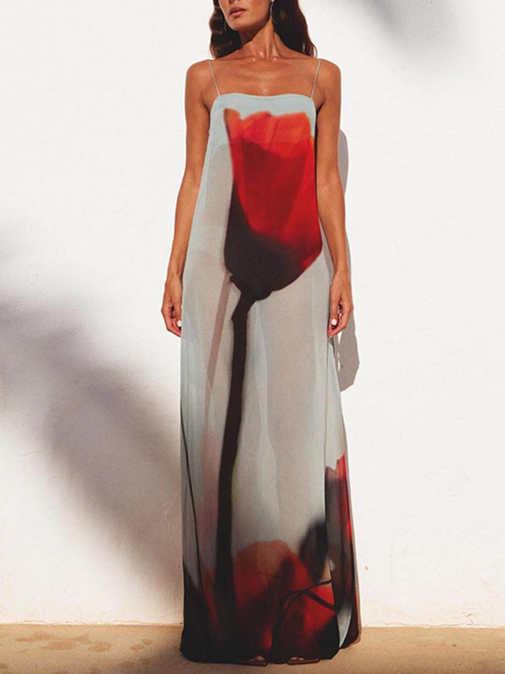 Bakasyon Abstract Tulip Print Slip H-Line Maxi Dress