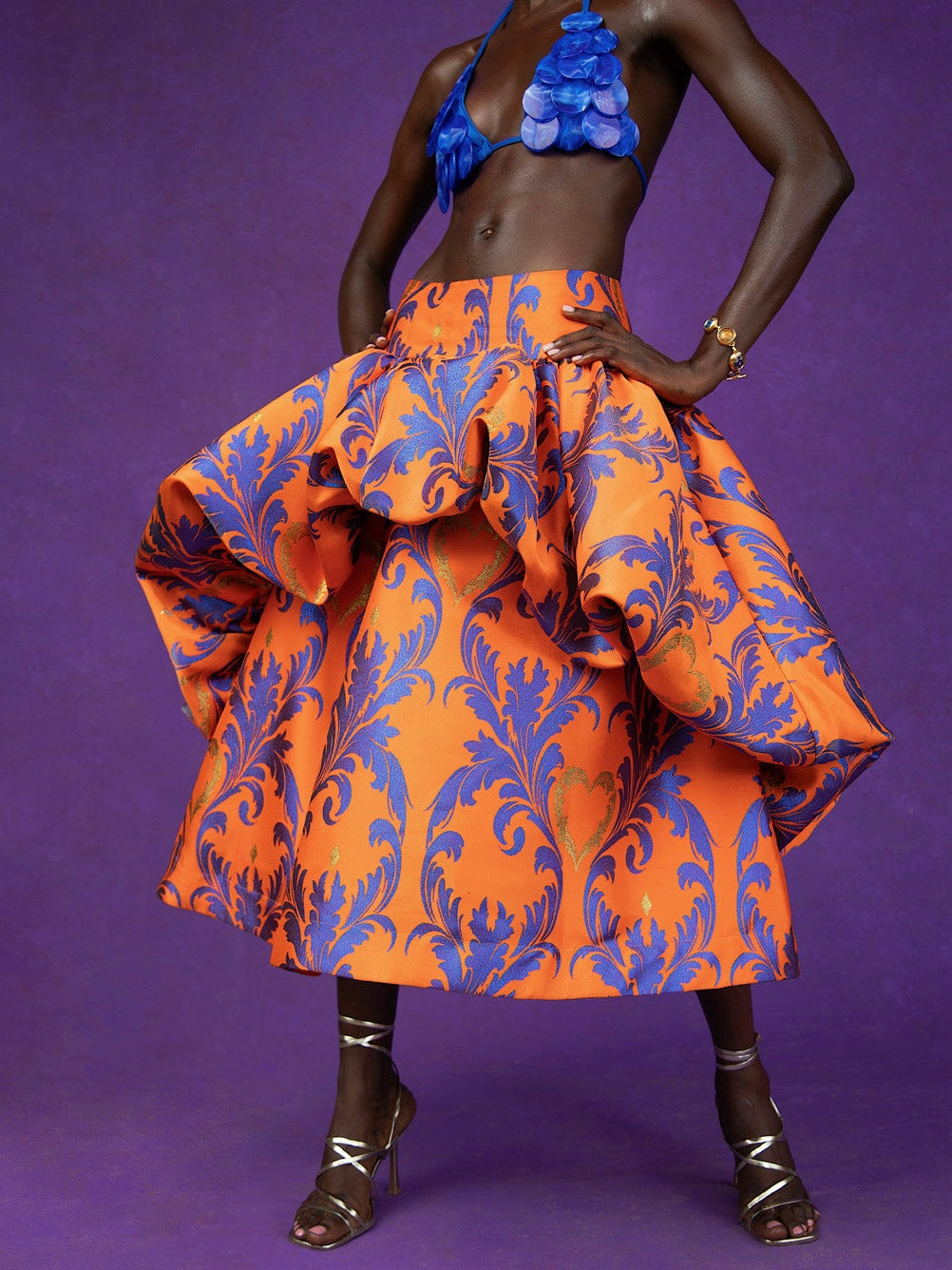 Baroque Ruffle Midi Skirt