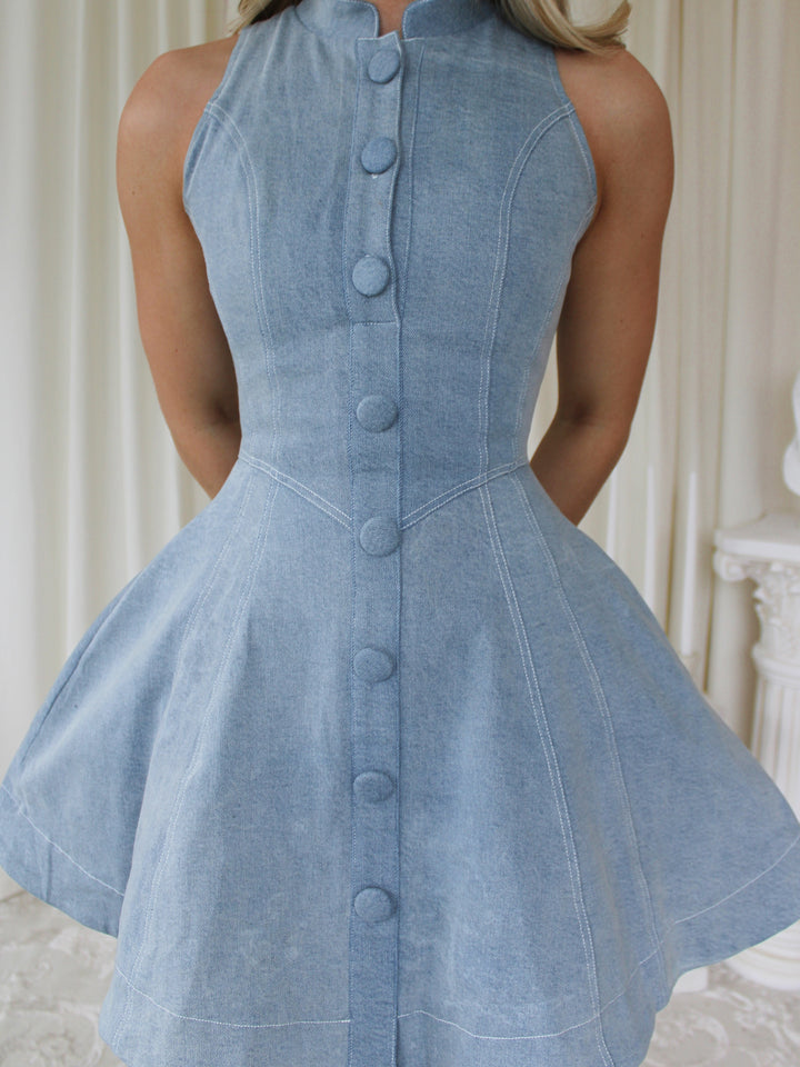 The Denim Flare Mini Dress