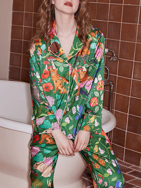 Grön Skogsträdgård Pyjamas Set