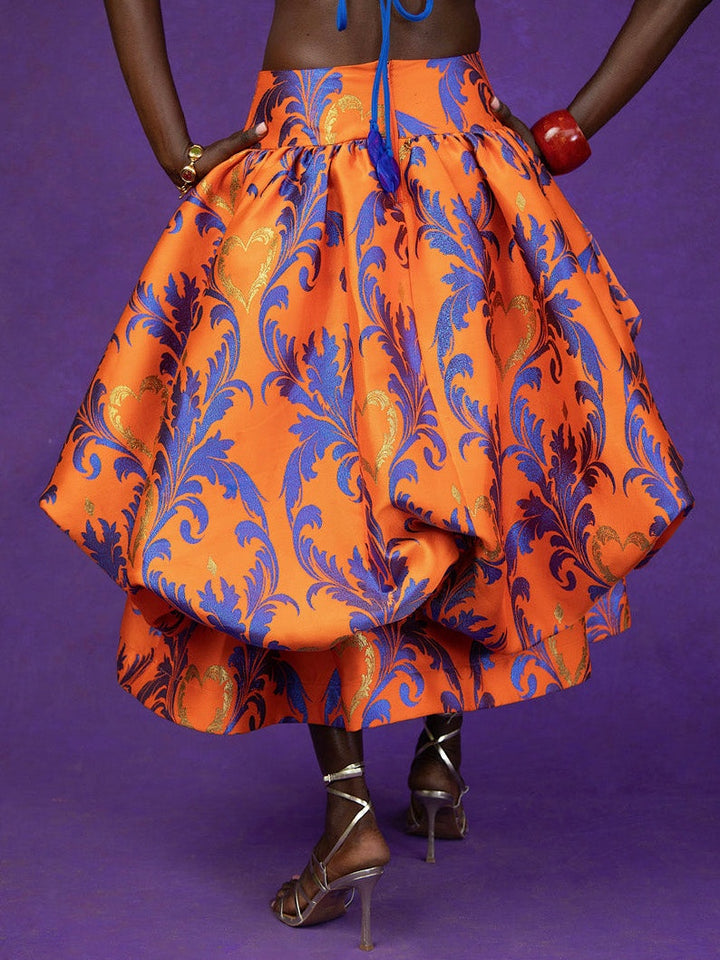 Baroque Ruffle Midi Skirt