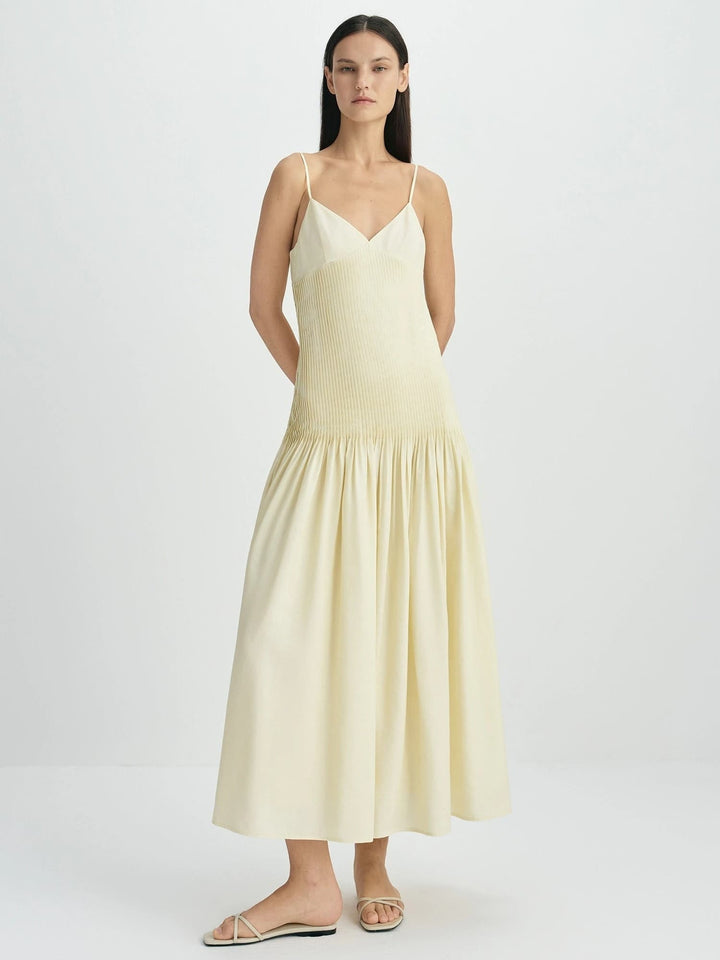 Pleated Bodice Midi Dress