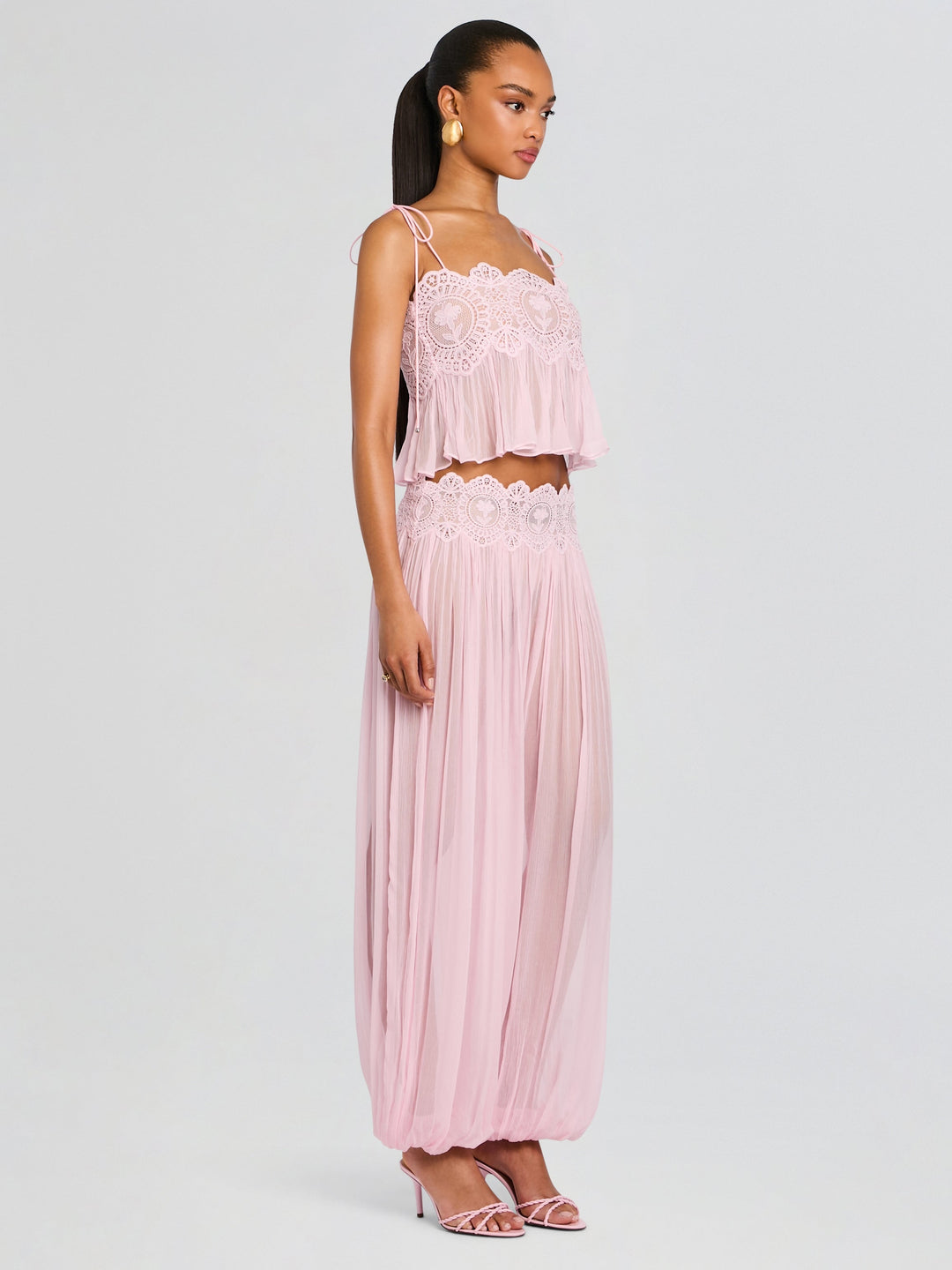 Set ng Blush Lace Chiffon