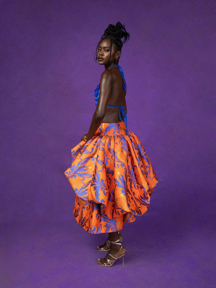 Baroque Ruffle Midi Skirt