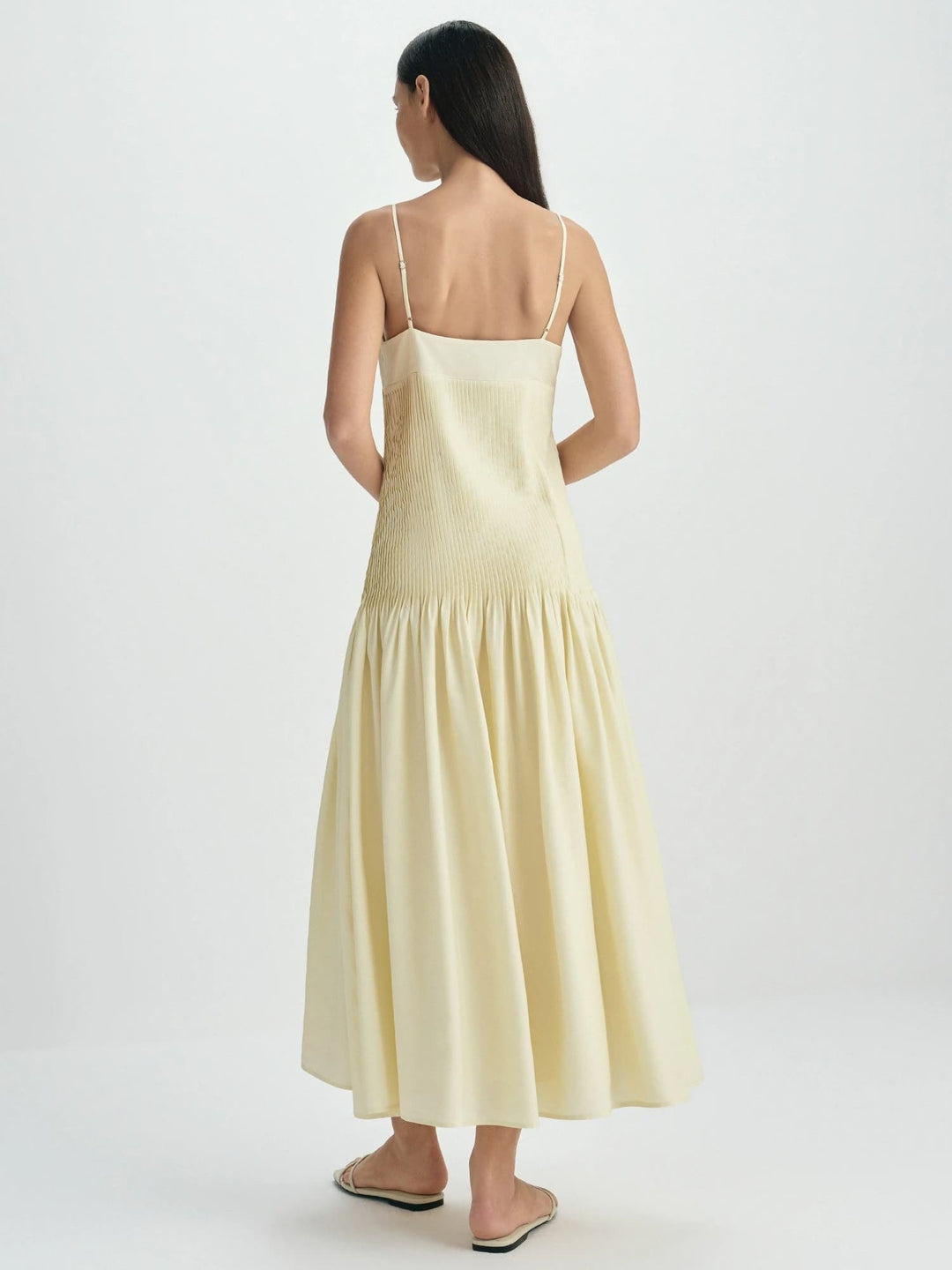 Pleated Bodice Midi Dress