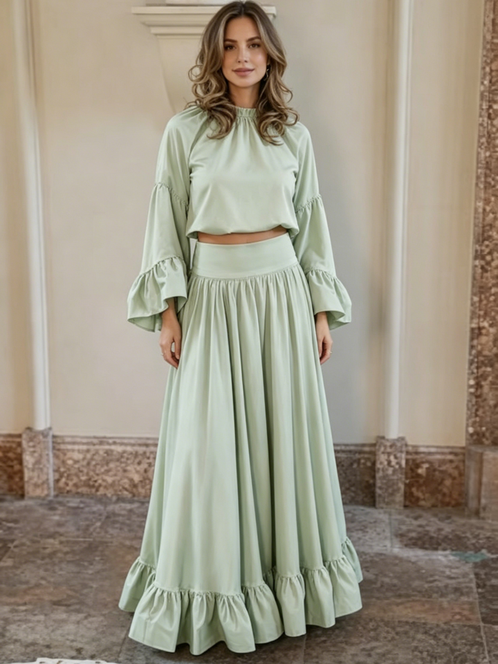 Set na May Mint Satin at Palamuti sa Dulo