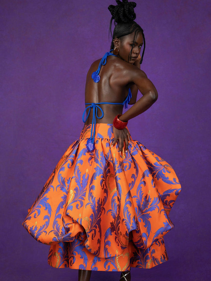Baroque Ruffle Midi Skirt