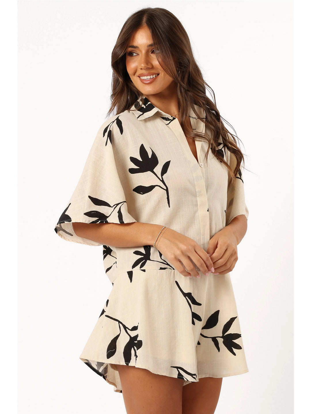 Floral Print Short Sleeve Romper
