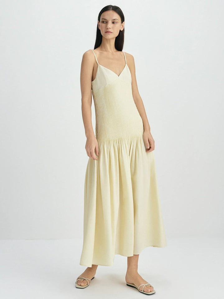 Pleated Bodice Midi Dress