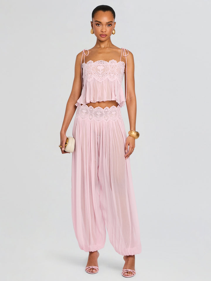 Set ng Blush Lace Chiffon