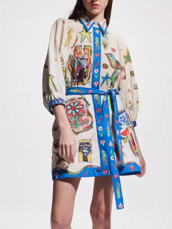 Temperamentvolles Cardigan-Kleid mit Schößchen-Print