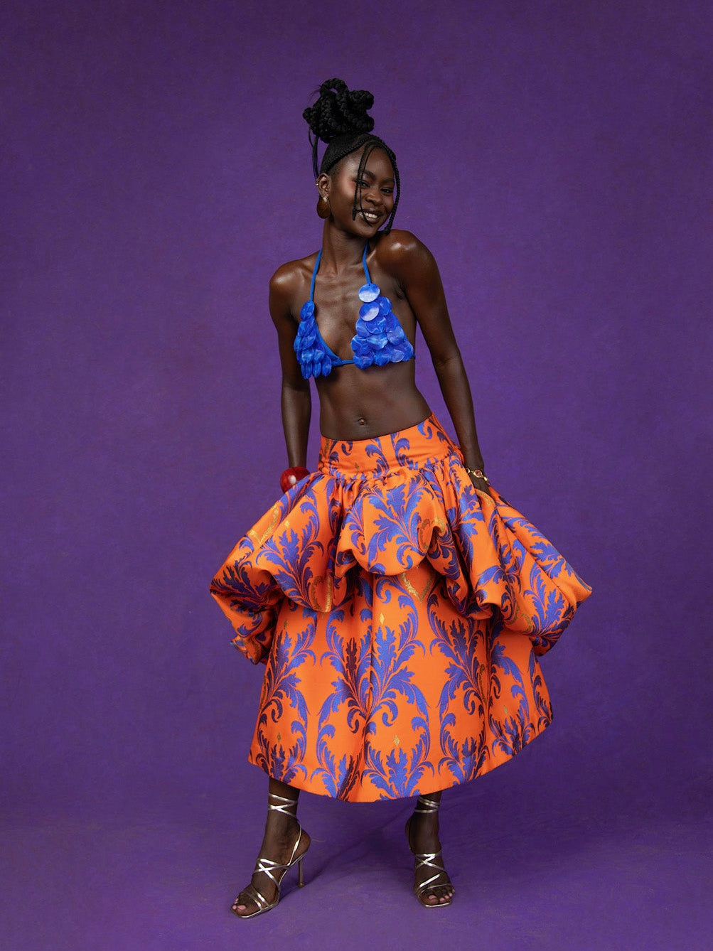 Baroque Ruffle Midi Skirt