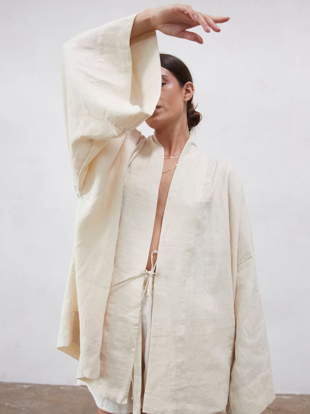 Oversized Linen Tie-Front Top
