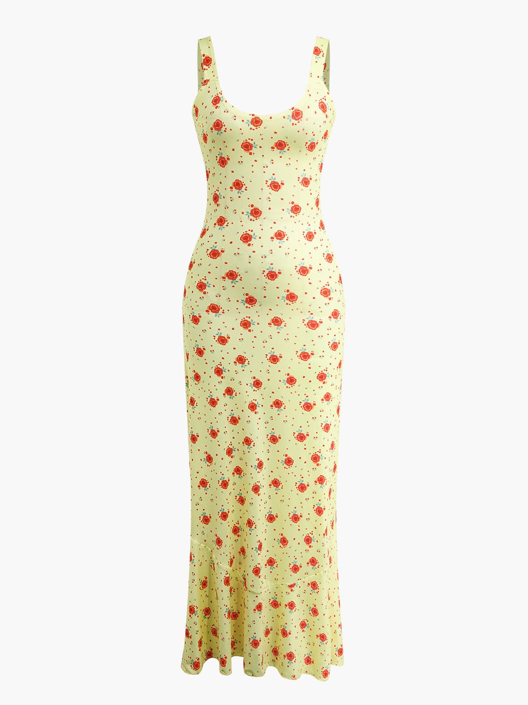 플로럴 프린트 머메이드 슬립 맥시 드레스