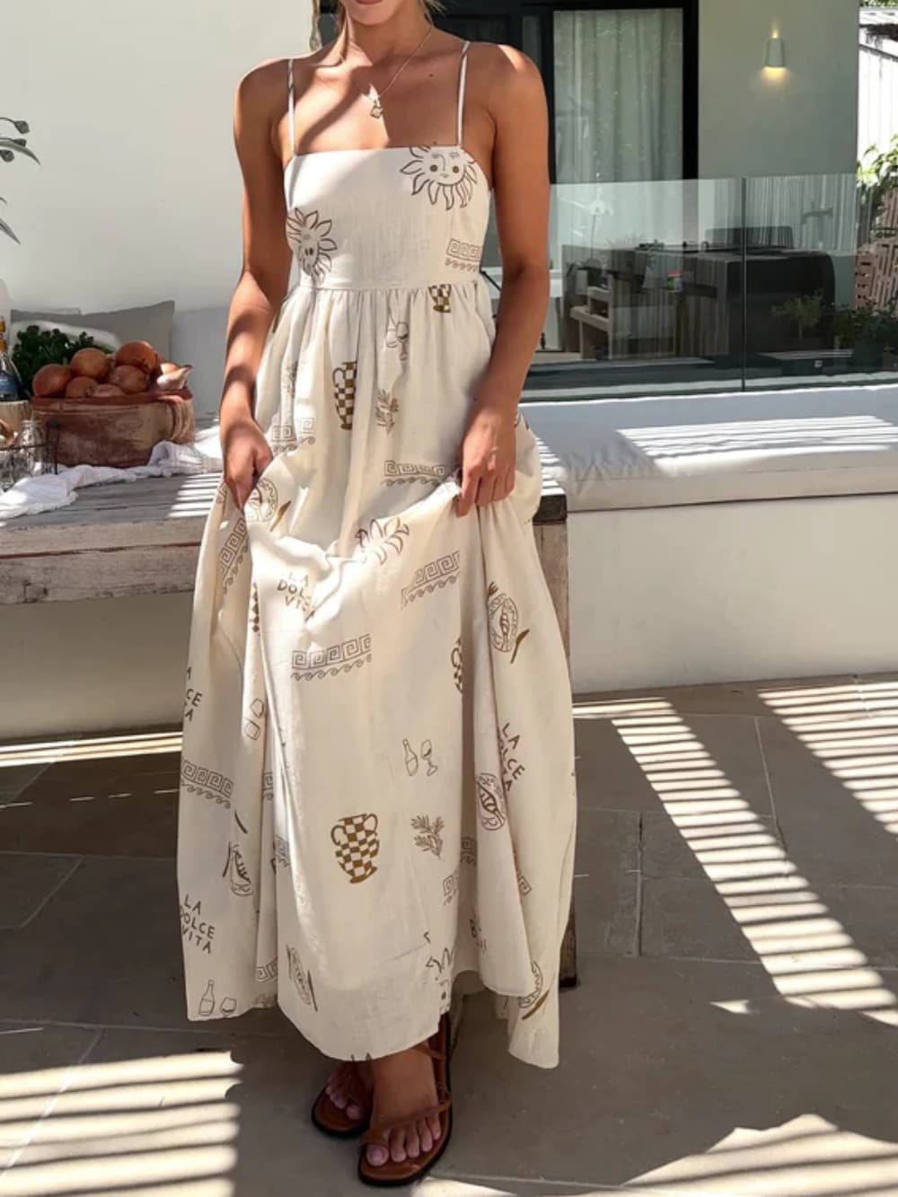 Robe longue Chill Vibes à bretelles fines et dos nu