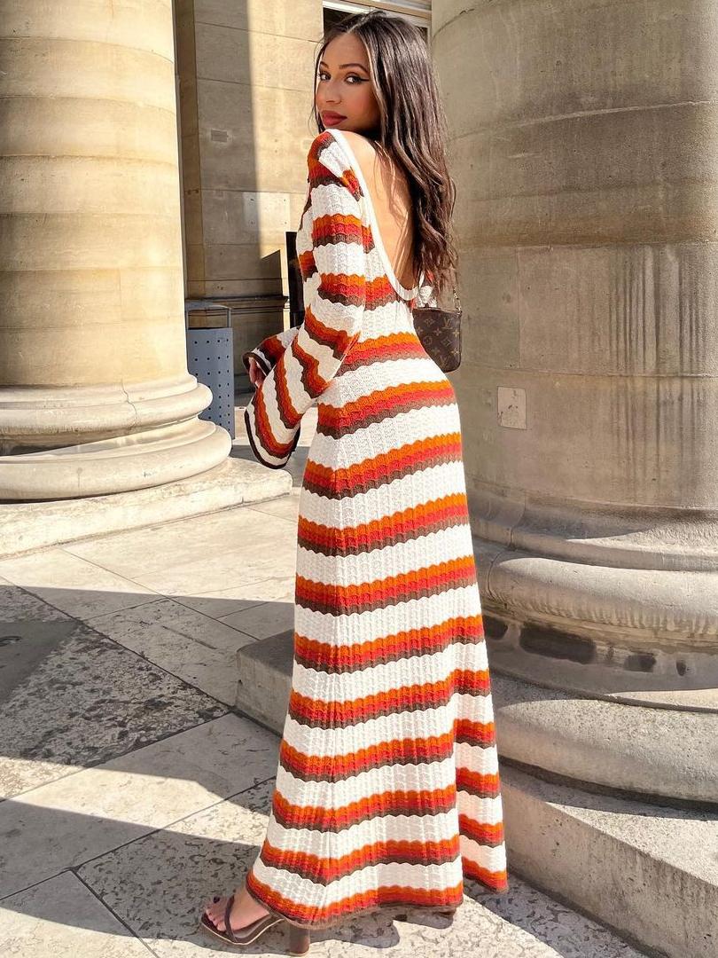 Striped Knit Beach Cover-Up