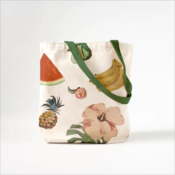 حقيبة قماش مطبوعة من عالم الفاكهة الغريبة