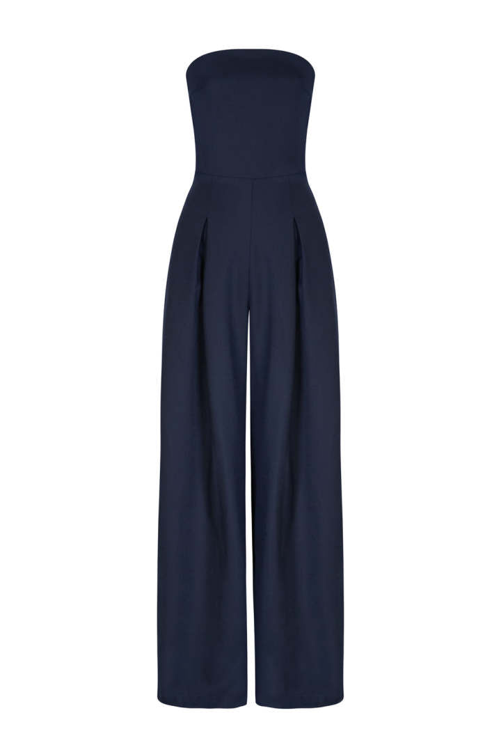 Blauer Jumpsuit mit Tube-Top