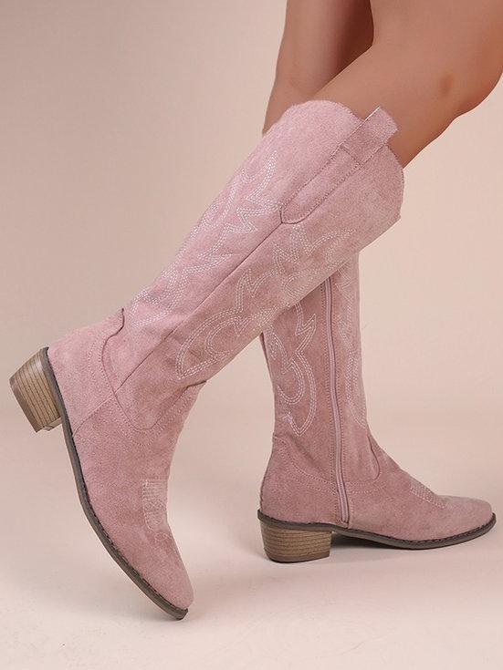 Vintage Embroidered Mid-Calf Boots